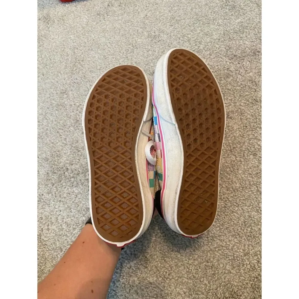 Vans Old Skool Kids Shoes‎ Rainbow Checkerboard Black Suede Sneakers 1.5 US Kids